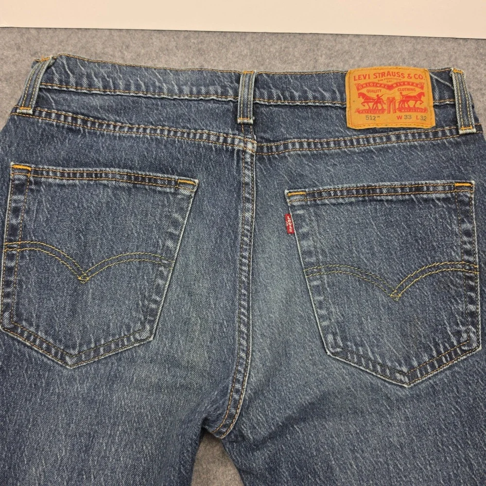 Levis 512 Slim Taper Mens Jeans 33x32 Medium Wash Blue Denim 28833-0008